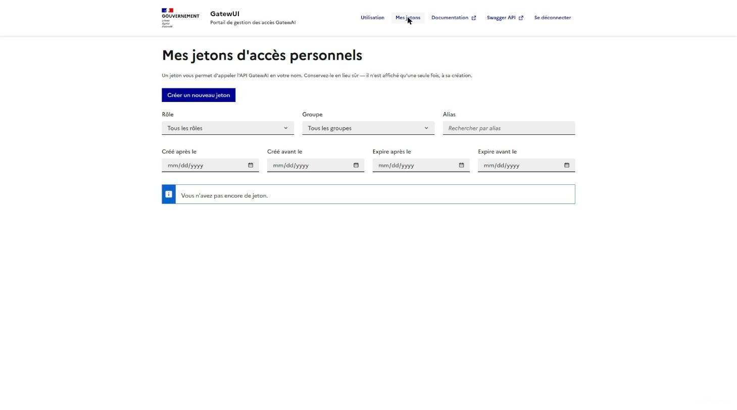 Mes jetons d'accès personnels, aucun token pour le moment