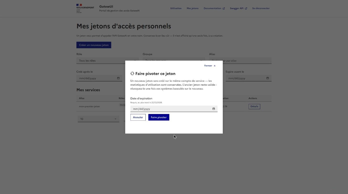 Fenêtre de rotation, nouvelle date d'expiration